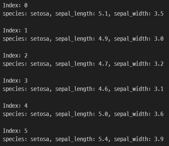 iterrows 출력 결과