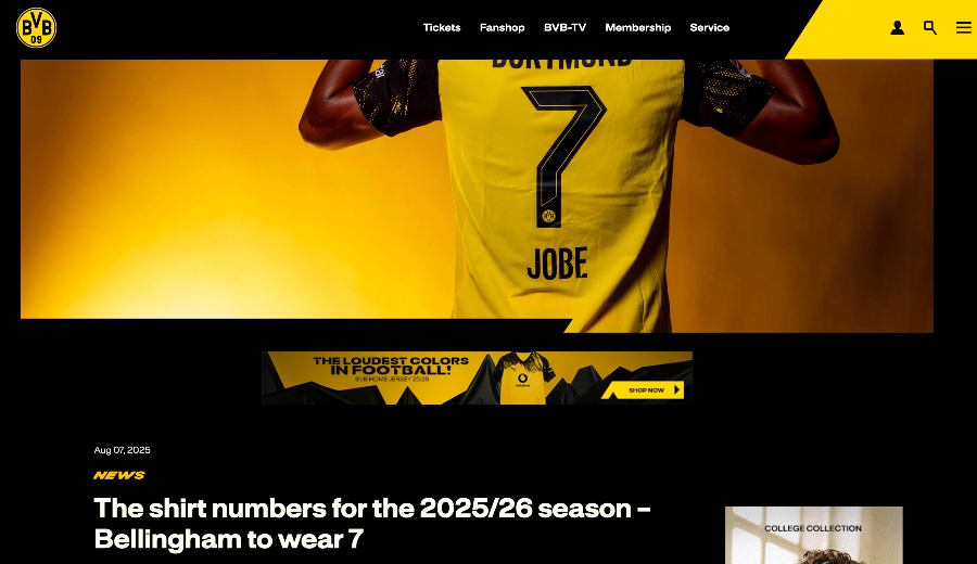 벨링엄의 등번호를 알리는 게시물