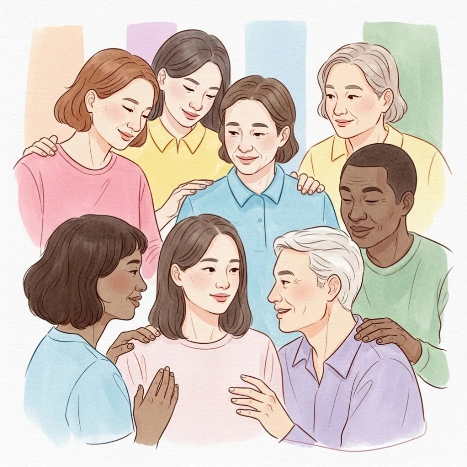 서로에게 따뜻한 응원을 보내는 사람들.