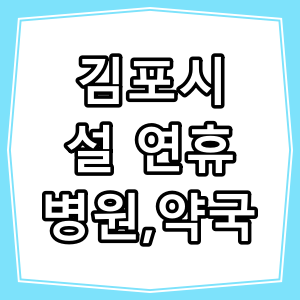 김포시 설 연휴 문 여는 병원과 약국 알아보기