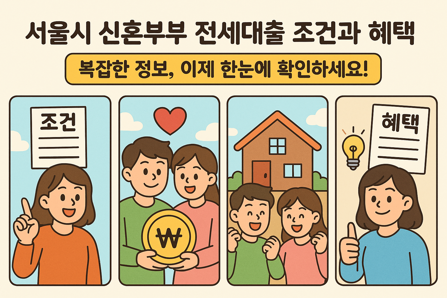 서울시 신혼부부 전세대출 조건과 혜택! 복잡한 정보, 이제 한눈에 확인하세요!