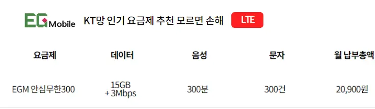 KT-알뜰폰-이지(EG)모바일-데이터-무제한-요금제-비교및추천