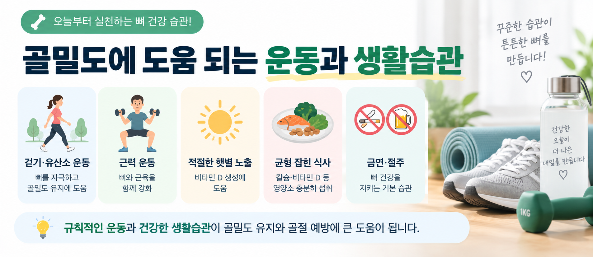골밀도에 도움 되는 운동과 뼈 건강 생활습관
