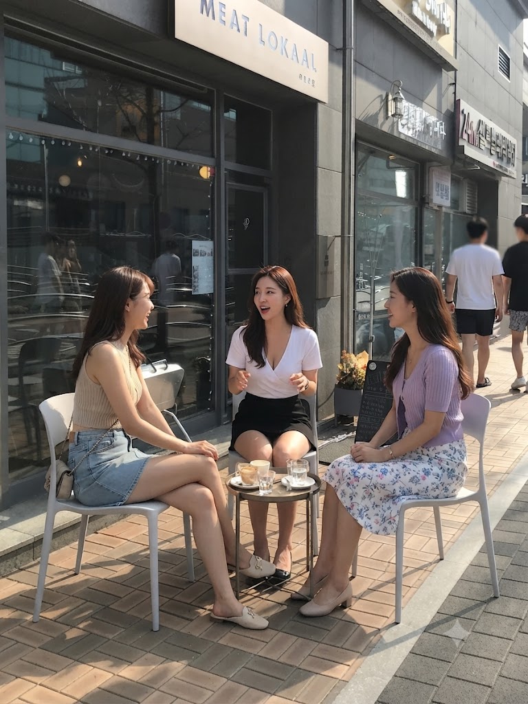 한남동에서 즐거운 시간을 보내고 있는 사람들