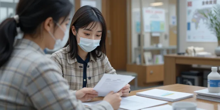 으료비 지원 서류 제출 중인 여성