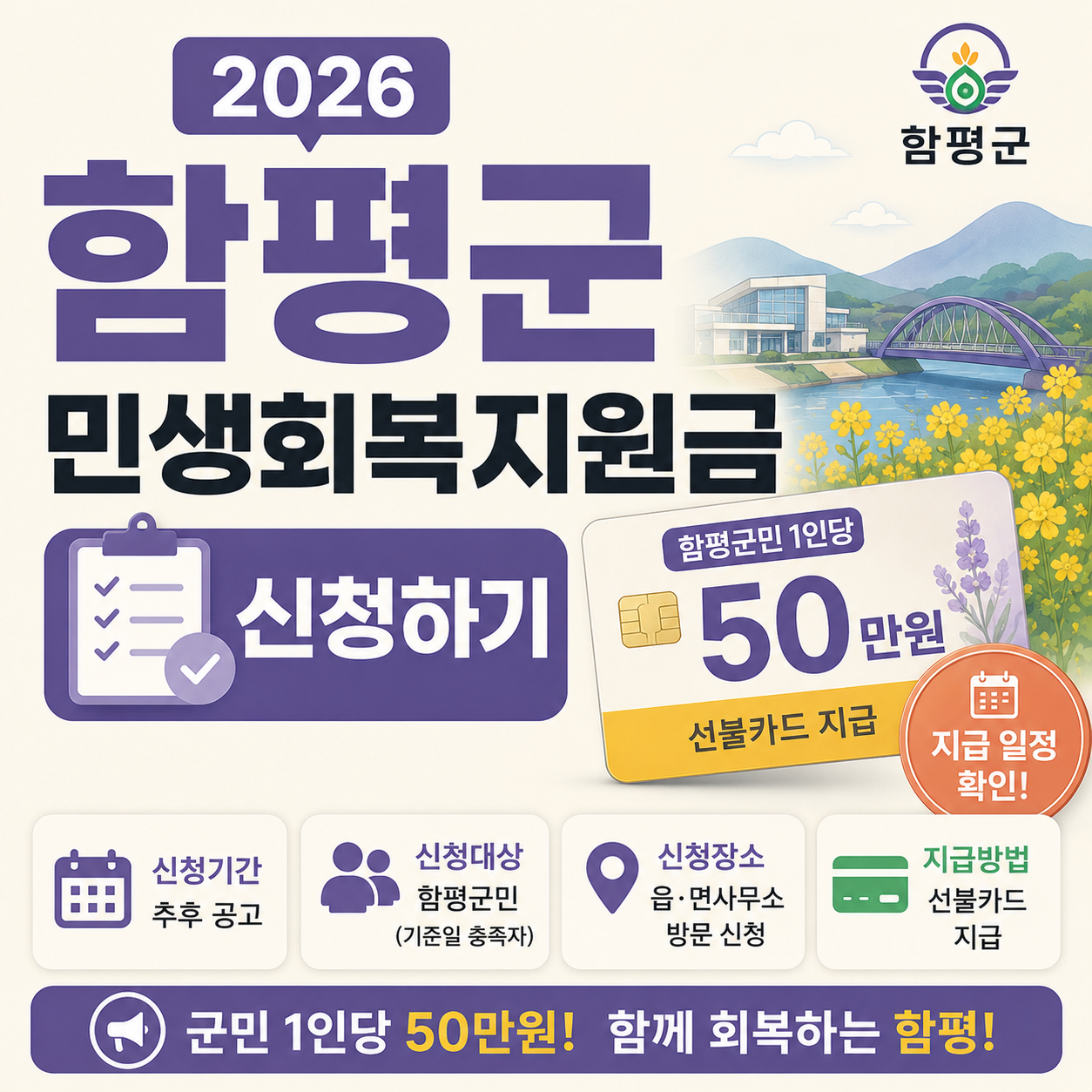 함평군 민생회복지원금 신청 안내 이미지