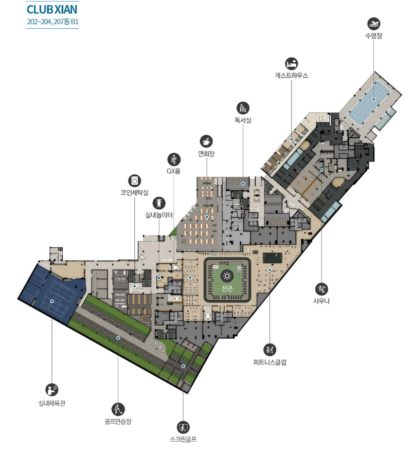 메이플자이 커뮤니티시설 배치도입니다