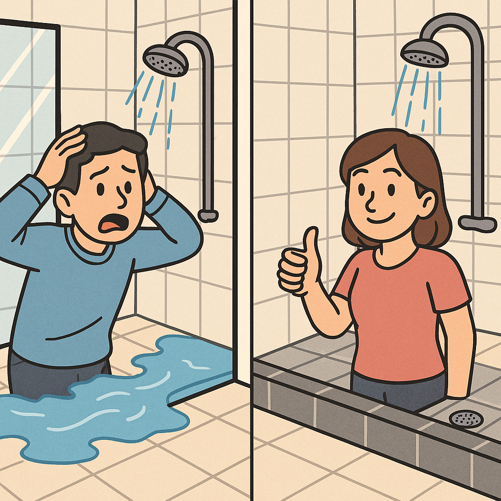 화장실 리모델링 시 물막이턱 설치 기준은?