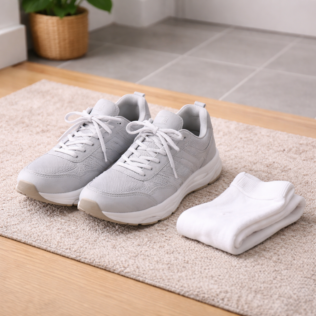 통풍 통증 시 발 관절 부담을 줄이는 생활 관리를 상징한 이미지