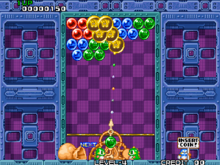 노란색-버블을-터트리고-점수를-획득하는-화면