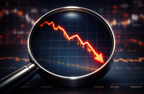 하락장일 때 주식 그래프를 보여주는 사진