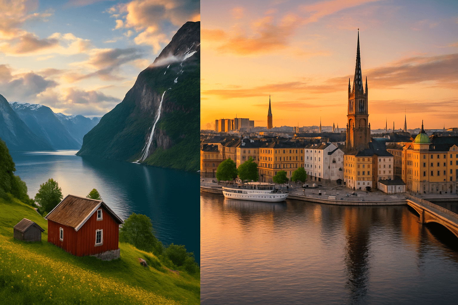 노르웨이와 스웨덴 자연 풍경, 도시 이미지