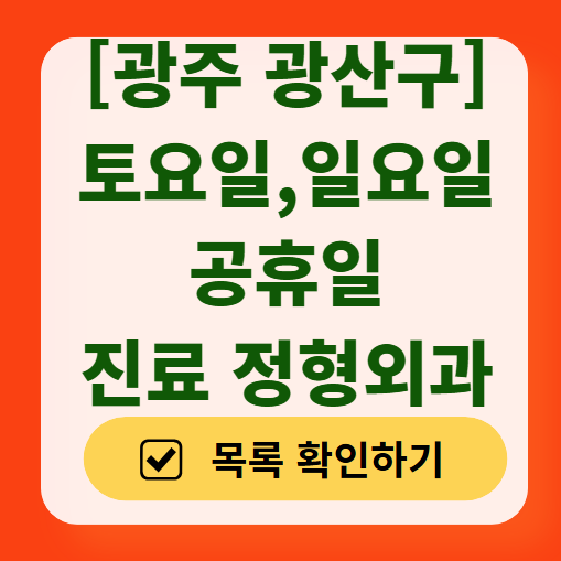 광주 광산구 주말 일요일 문 여는 정형외과 목록 ❘ 토요일, 공휴일 진료 영업 병원 리스트