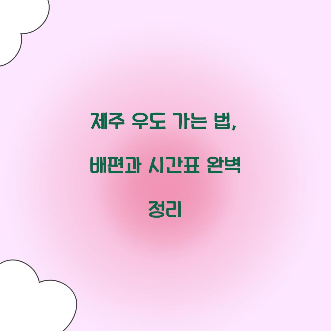 제주 우도 가는 법