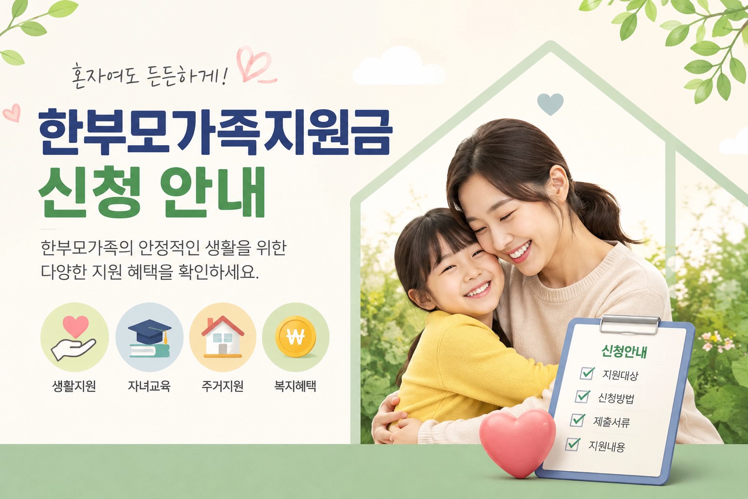 한부모가족 지원금 신청 안내 이미지