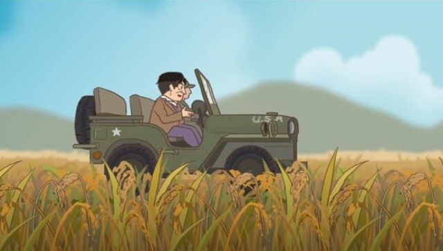 미국 군인에게 적극 협조하는 박 선생님 모습