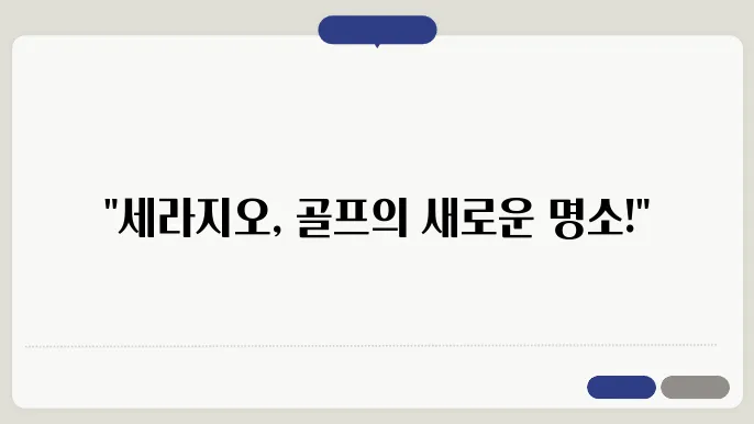 카카오가 운영하는 세라지오 골프 클럽의 매력