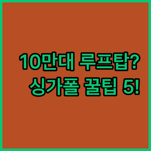 10만원대 싱가포르 숙소 추천 5곳 ..