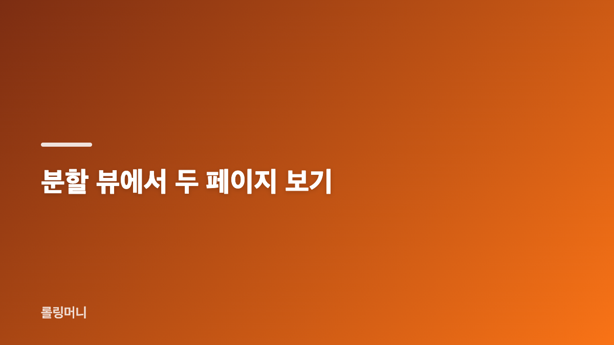 크롬 분할 뷰 두 페이지 비교와 탭 분리 방법