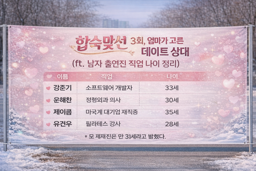 합숙맞선 3회 남자 출연진 직업&middot;나이 총정리