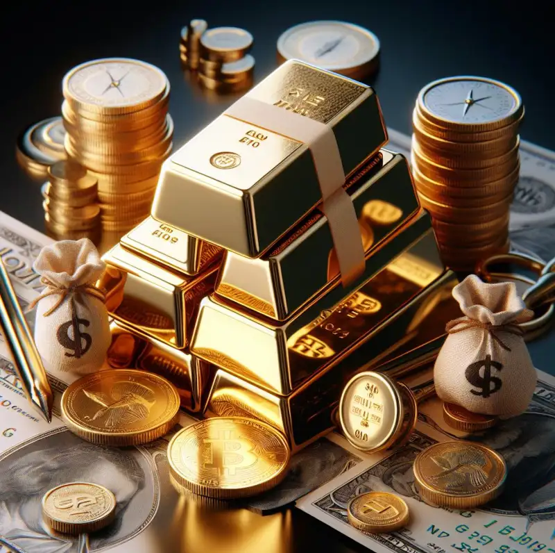 지폐와-금괴-미니어처의-모습