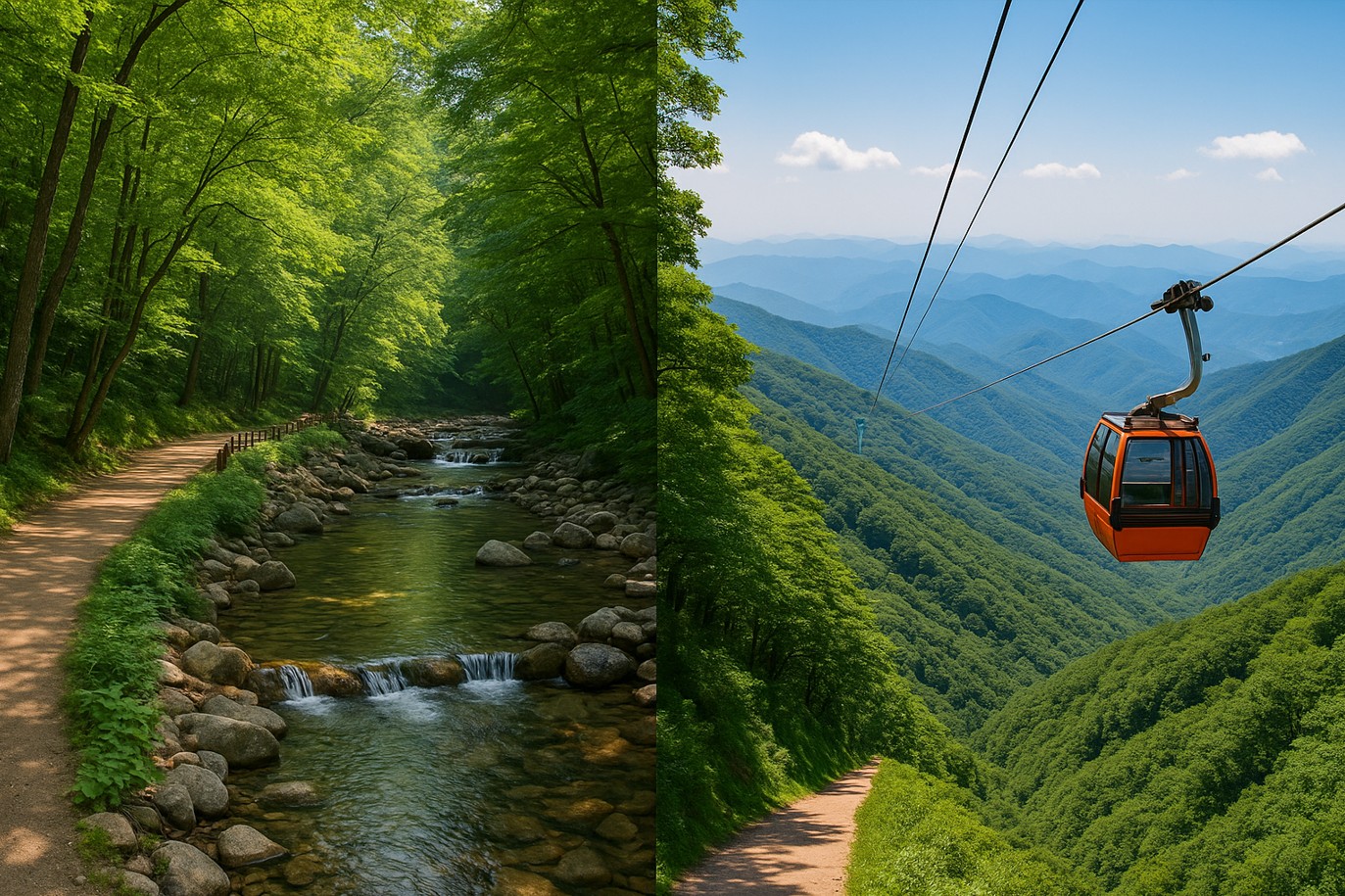 계곡과 케이블카 사진