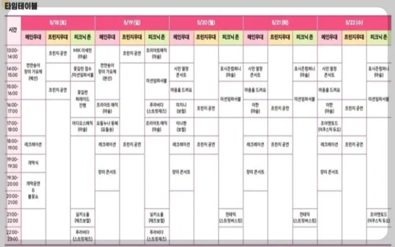 삼척 장미축제 일정표