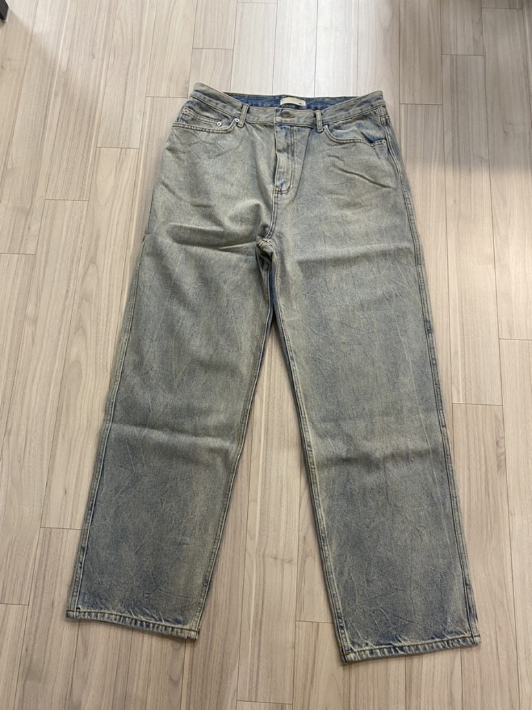 에러스익셉티드 데님팬츠 중청 DP102 볼드 스트레이트 데님팬츠 (Light blue)