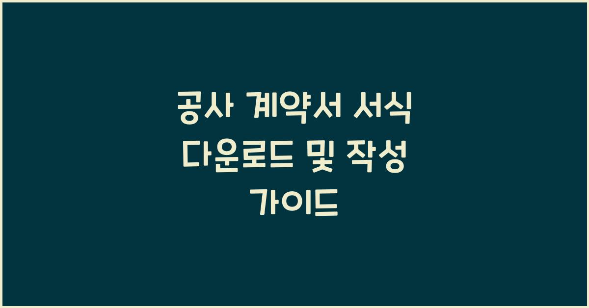 공사 계약서 서식