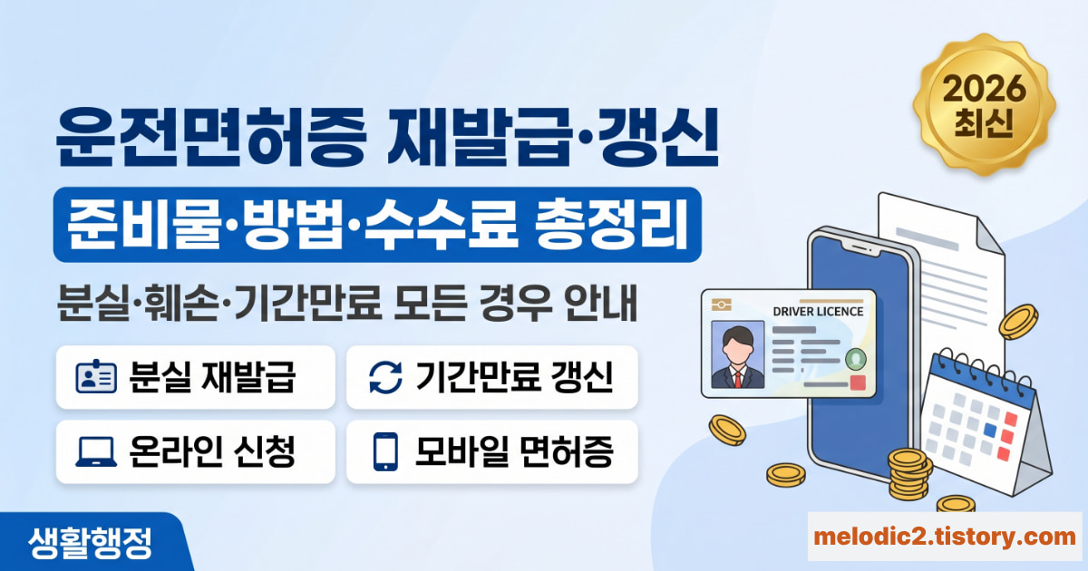운전면허증 재발급 갱신 준비물 방법 2026 총정리 안내