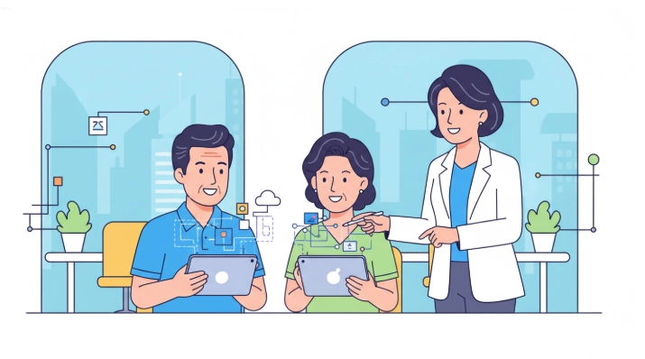 새로운 기술을 배우며 재취업 역량을 강화하는 한국 중장년층 남녀