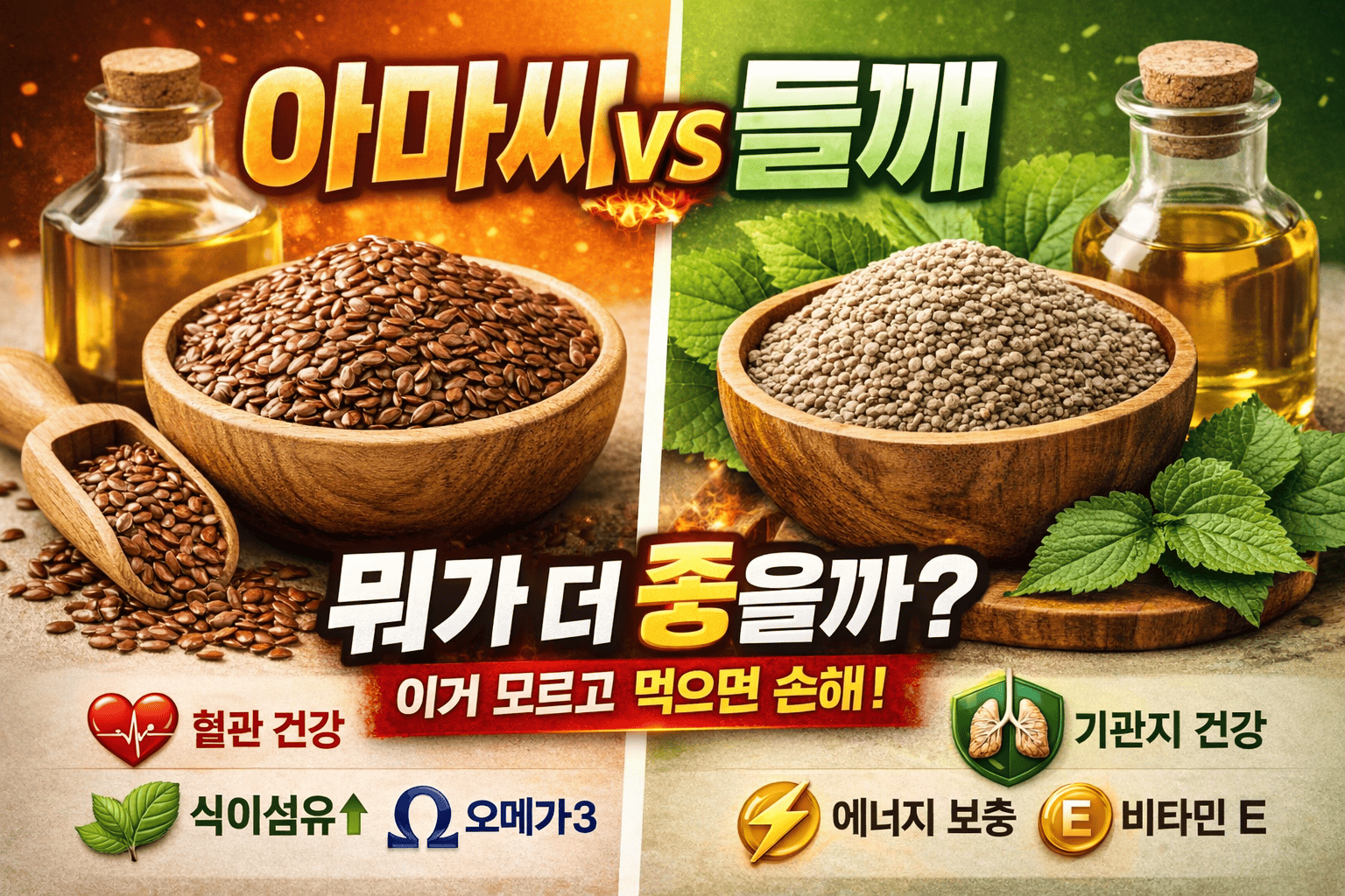 아마씨 vs 들깨 비교 (효능, 맛, 영양차이)