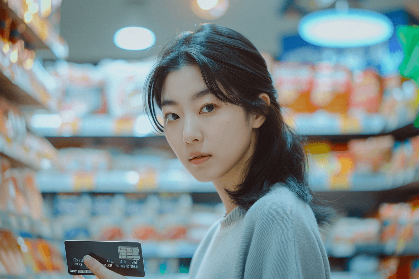 바우처-카드를-들고-있는-여성