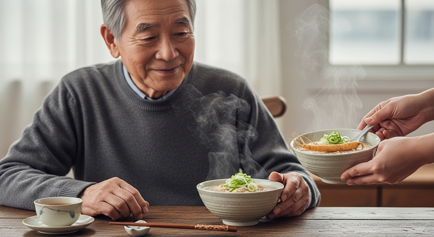 삼계죽을 드시는 할아버지
