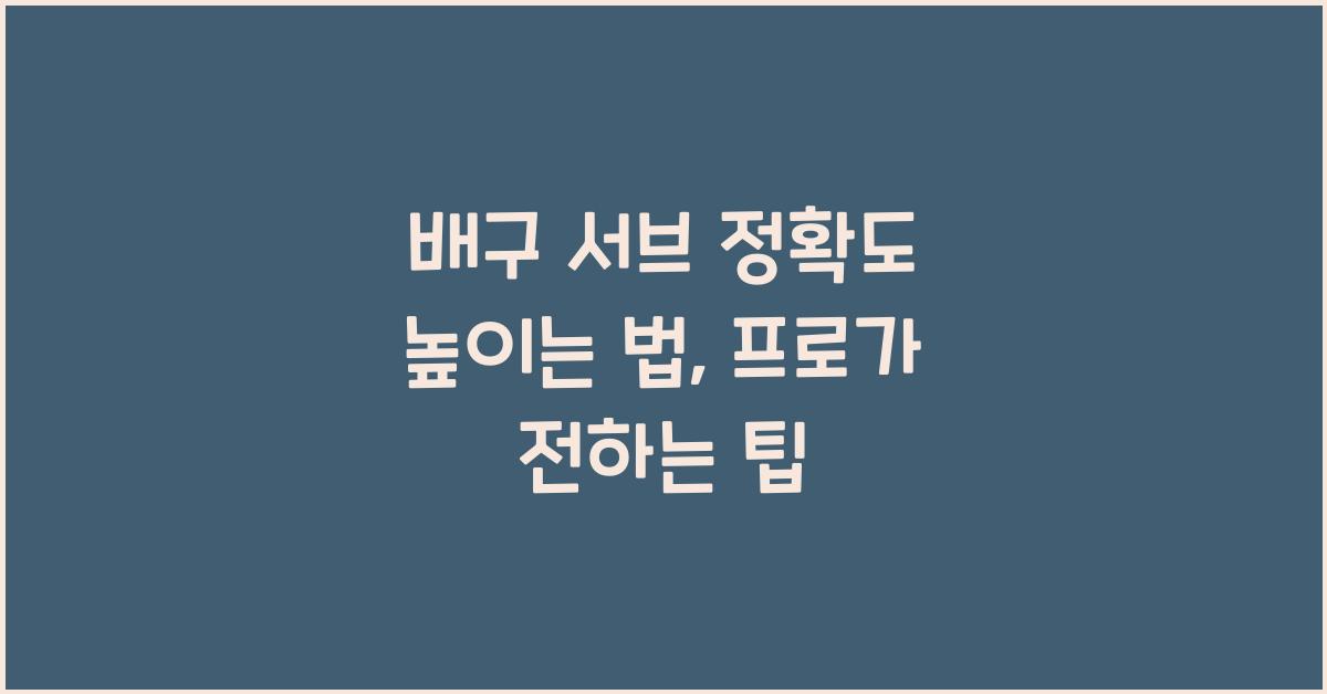 배구 서브 정확도 높이는 법