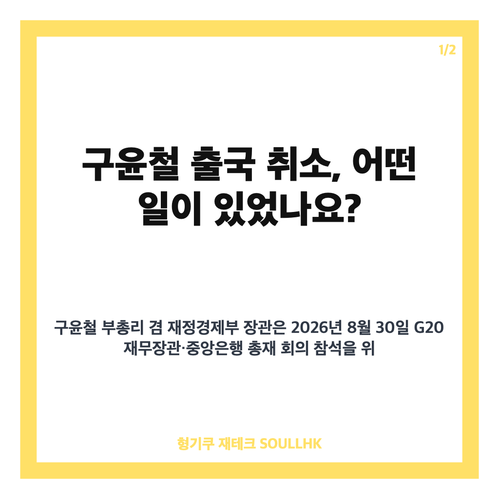 구윤철 출국 취소, G20 회의 앞두고 공항서 발길 돌린 이유는 카드뉴스 1