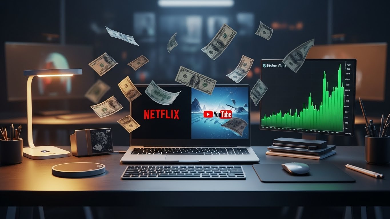 고환율 시대 소비 절약을 위해 노트북으로 구독 서비스와 해외 직구를 관리하는 모습