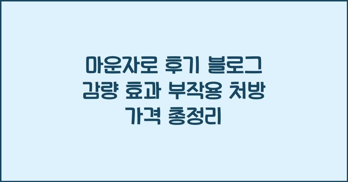 마운자로 후기 블로그