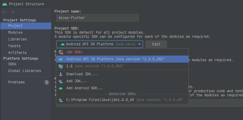 how to Flutter unable to locate adb error setting