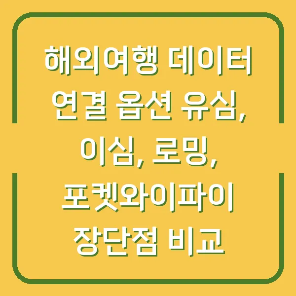 해외여행 데이터 연결 옵션 유심, 이심, 로밍, 포켓와이파이 장단점 비교