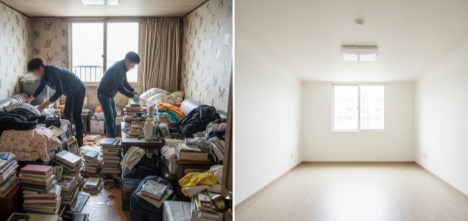 청양 고독사 정리 후 도배 모습