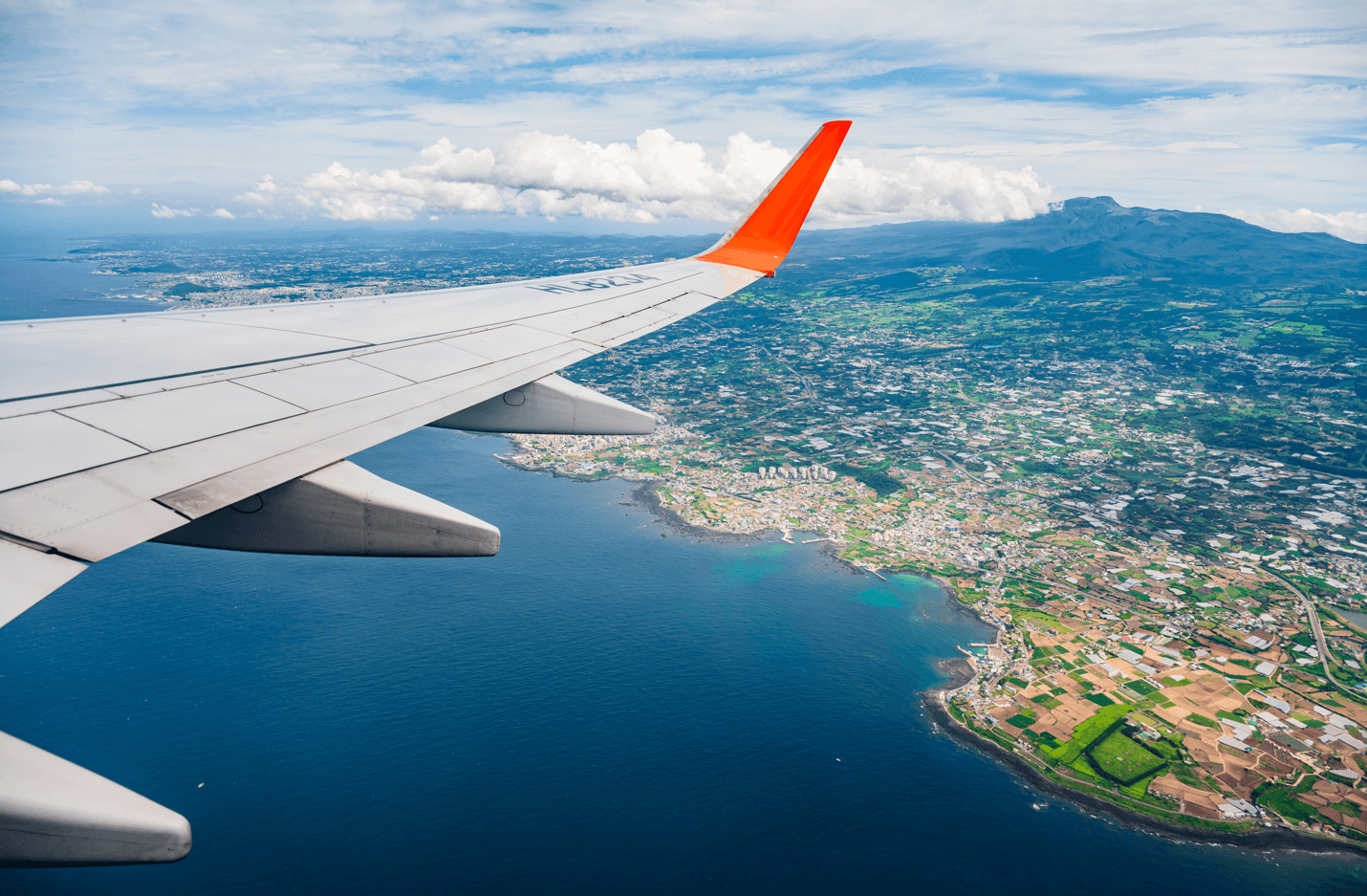 비행기에서 내려다본 제주도 사진