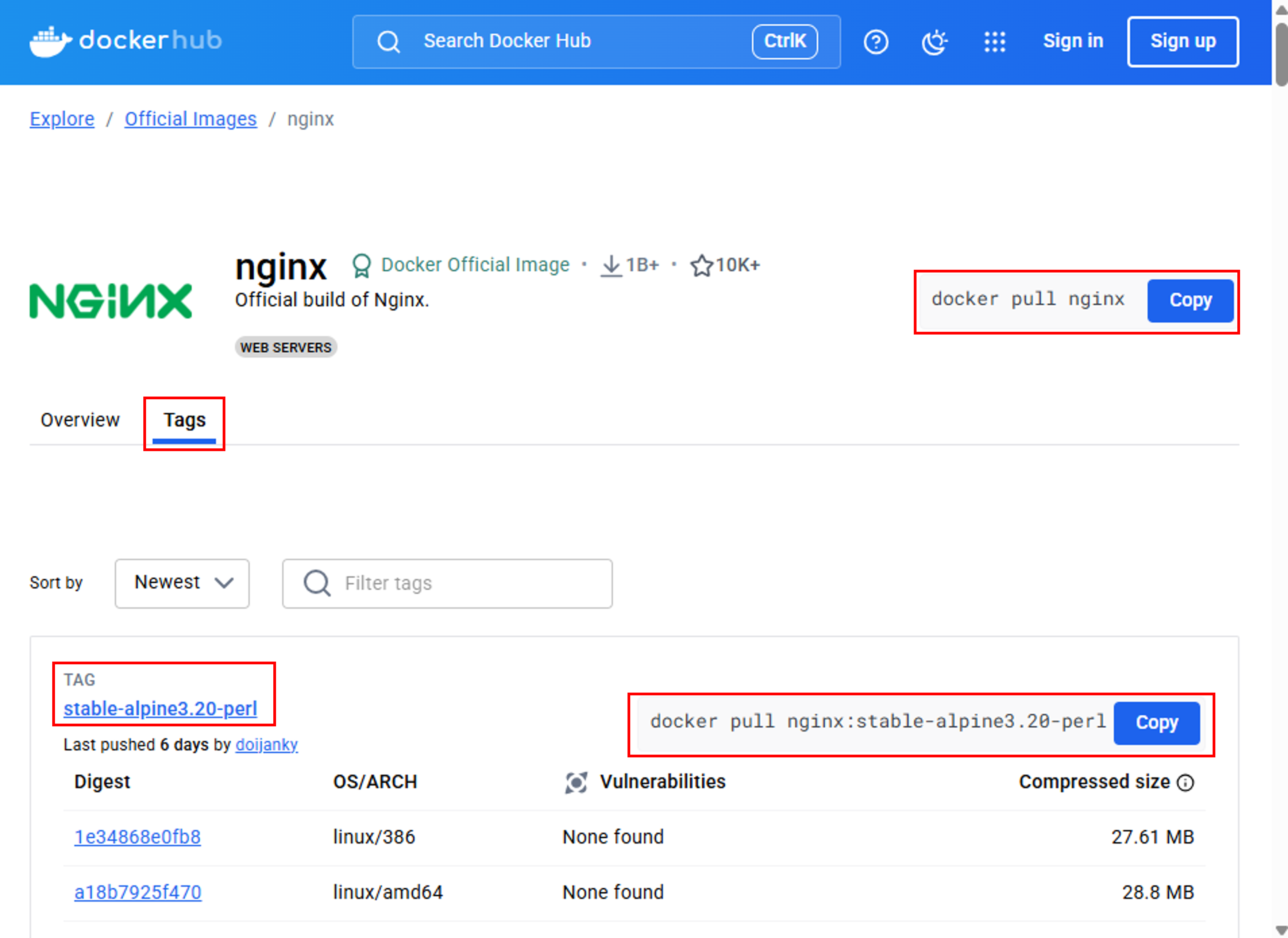 dockerhub 홈페이지