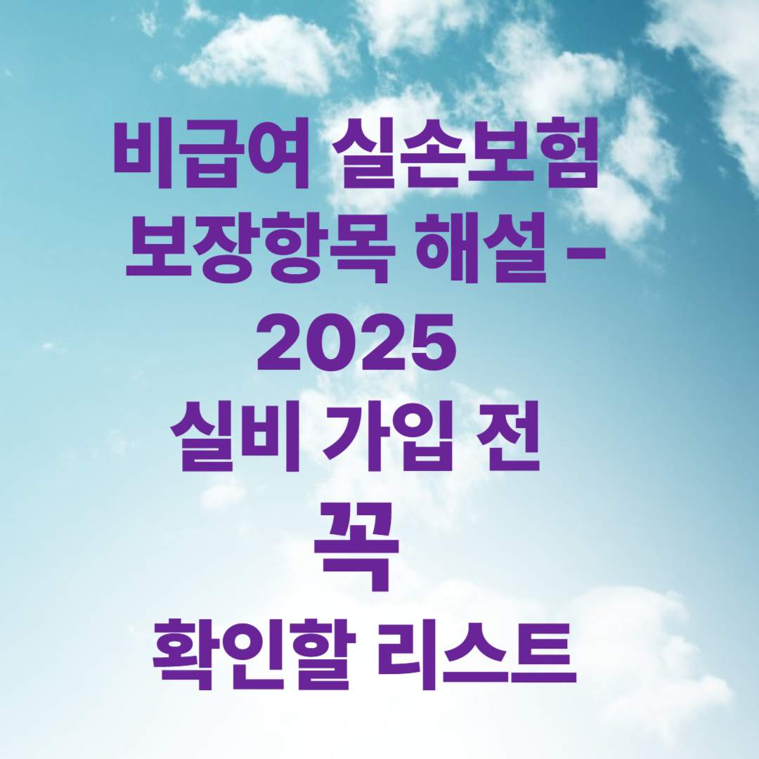 비급여 실손보험 보장항목 해설