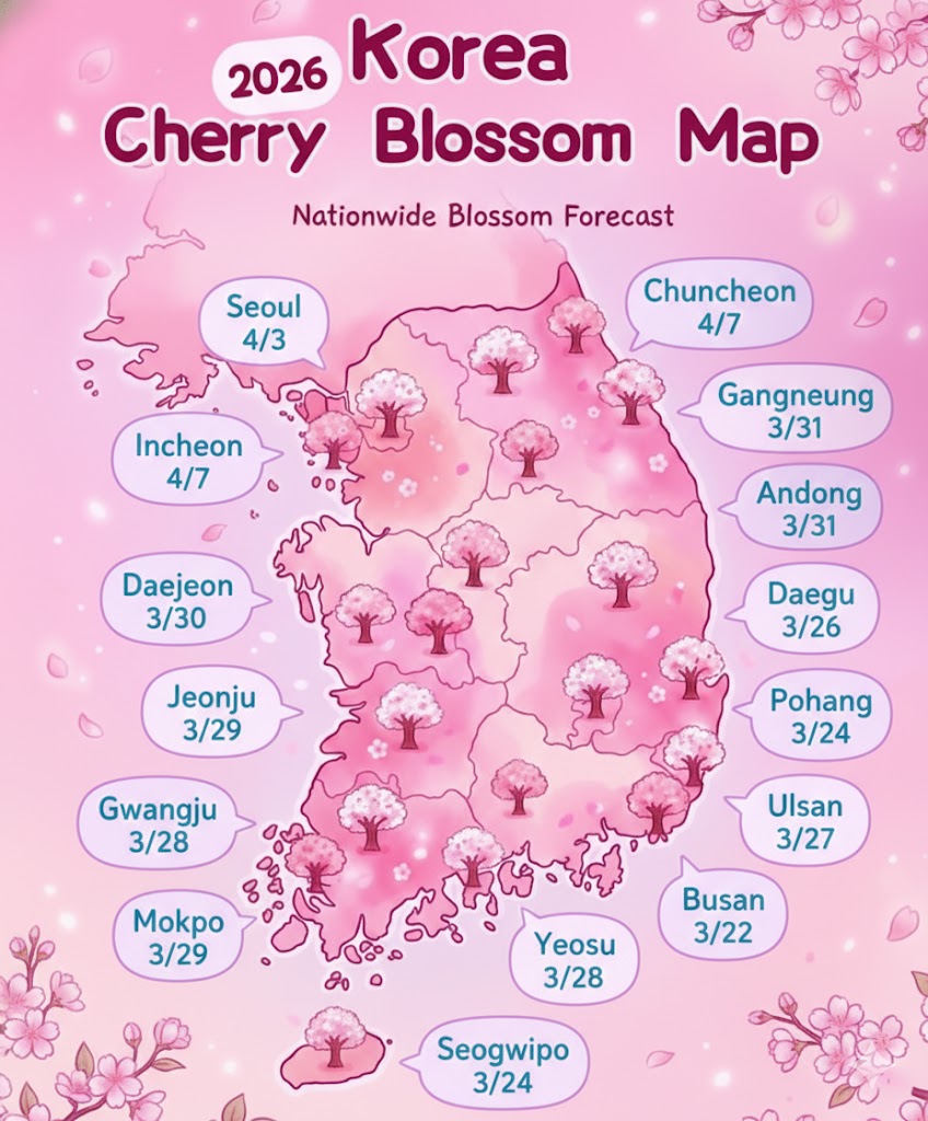 전국 벚꽃 개화시기 지도