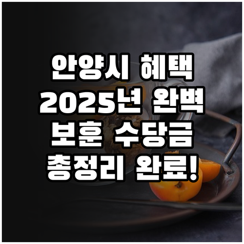 안양시 2025 보훈 혜택: 보훈명예..