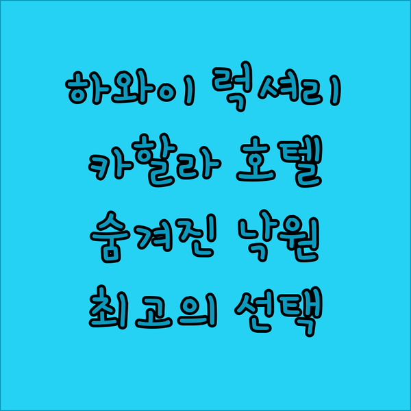 호놀룰루 최고의 선택 더 카할라 호텔..