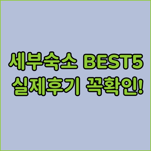 세부 여행 숙소 베스트 5곳 실제 이..