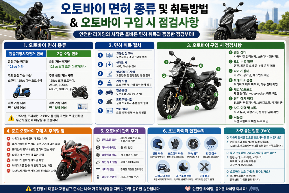 오토바이 면허 종류 및 취득방법 총정리