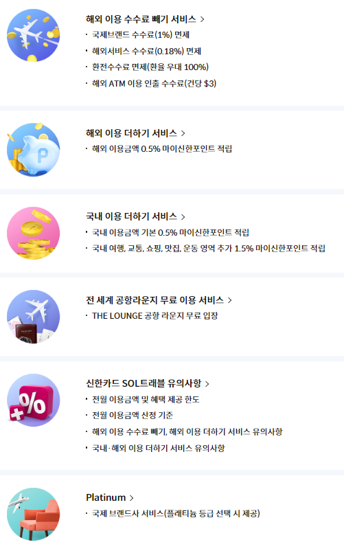 신한카드 SOL트래블 카드 : 혜택 총정리 (공항라운지 무료이용)